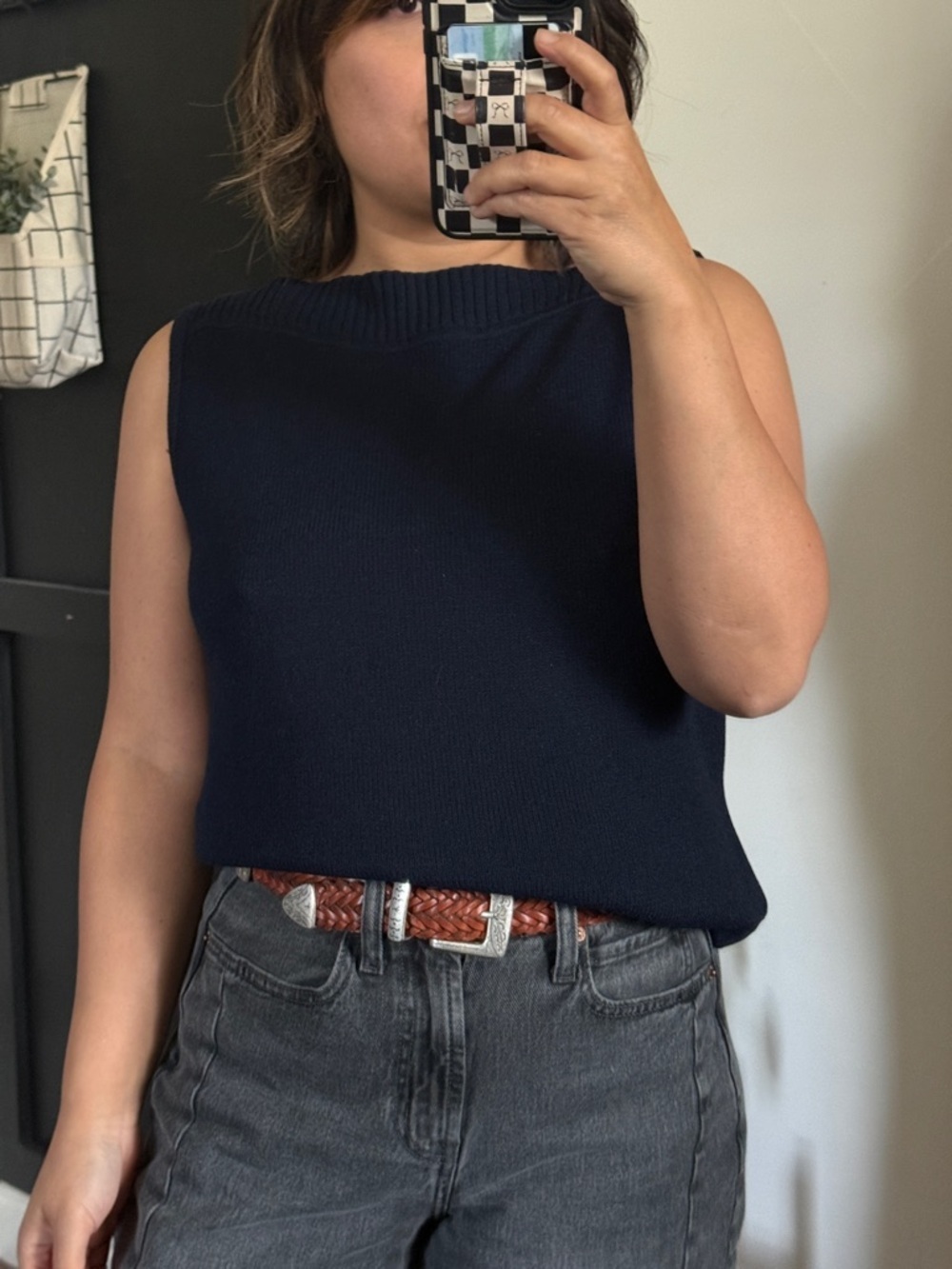 ST. JOHN Sport Santana Knit Cropped Boxy Nautical Knit Tank. M
